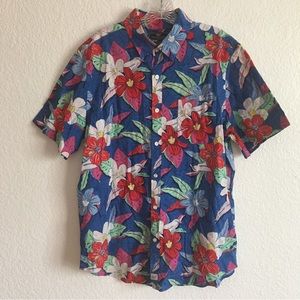 Mens Vineyard Vines Button Down Floral Slim Fit Murray Bird Camp Shirt Large